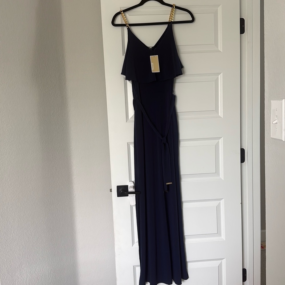 Michael Kors Navy Chain Strap Maxi Dress NWT | Size Small